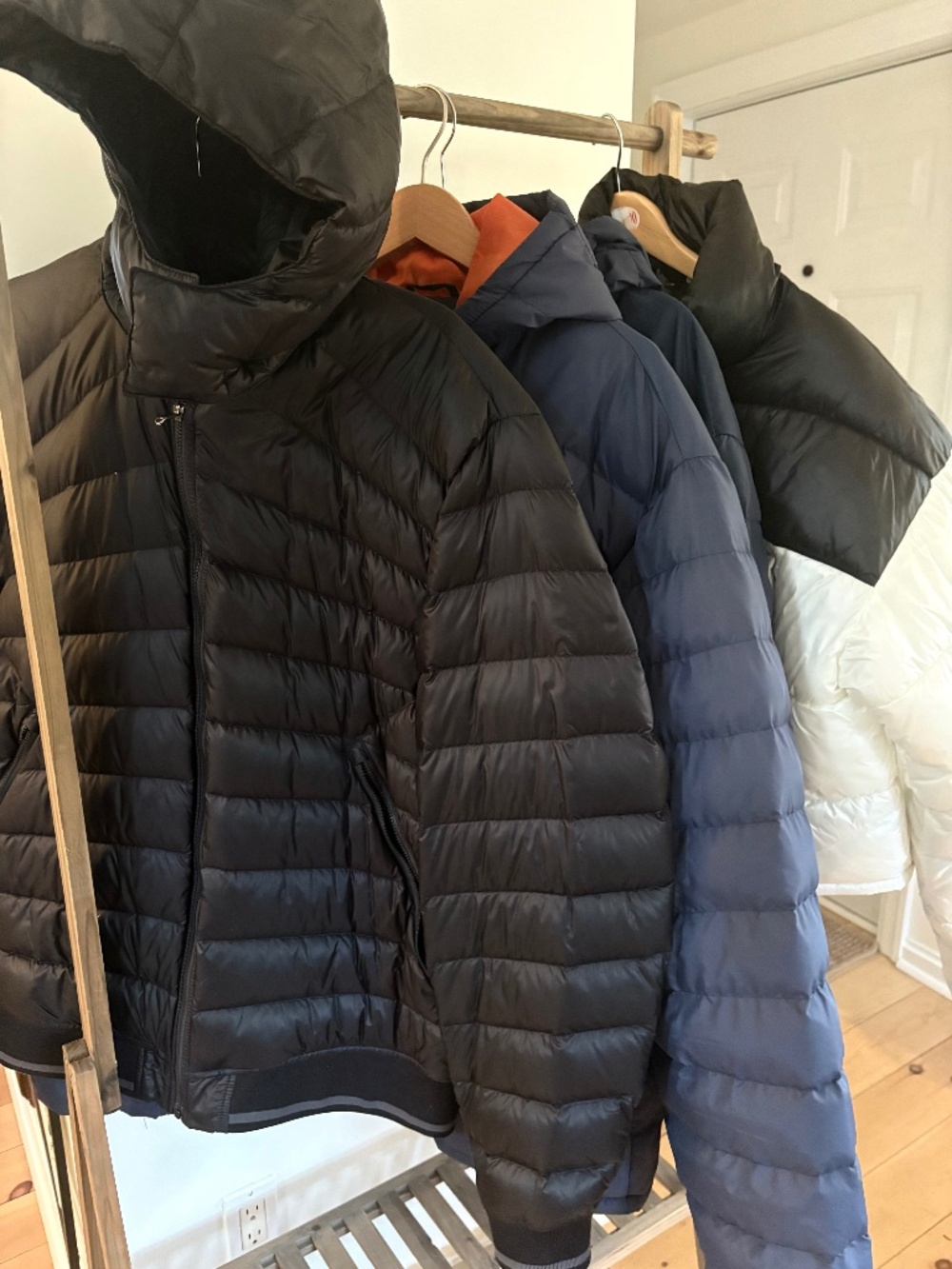 various puffers including LULULEMON down filled